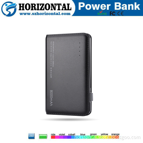 China supplier in-cable light blue built-in cable power bank 8000mah for MP3/MP4/game player